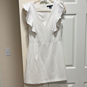 French Connection White Mini Dress with Ruffle Sleeves